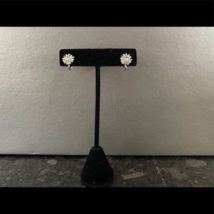 Silver-tone Crystal Stud-Style Clip Earrings.